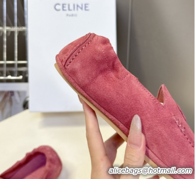 Classic Hot Celine Adam Flat Loafers in Suede Rosewood Pink 2025 CE082617