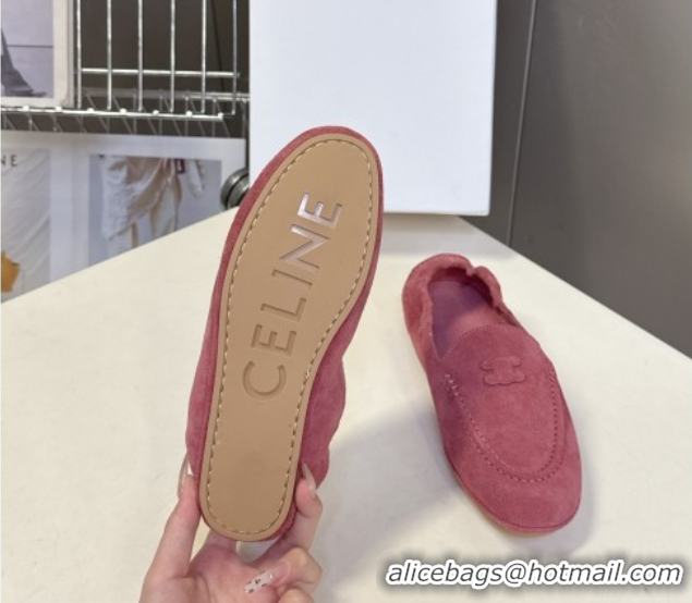 Classic Hot Celine Adam Flat Loafers in Suede Rosewood Pink 2025 CE082617