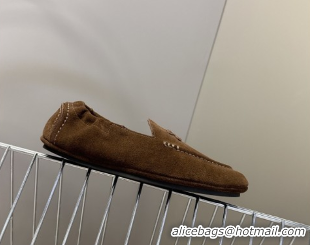 Duplicate Celine Adam Flat Loafers in Suede Brown 2025 CE082617