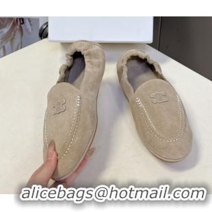 Stylish Celine Adam Flat Loafers in Suede Beige 2025 CE082617
