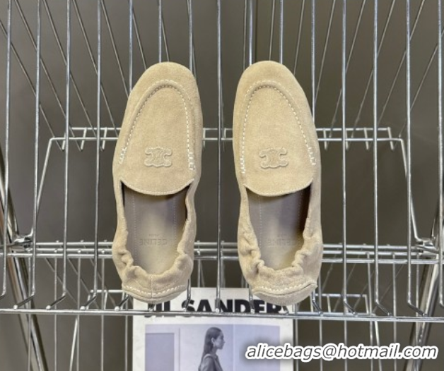 Stylish Celine Adam Flat Loafers in Suede Beige 2025 CE082617