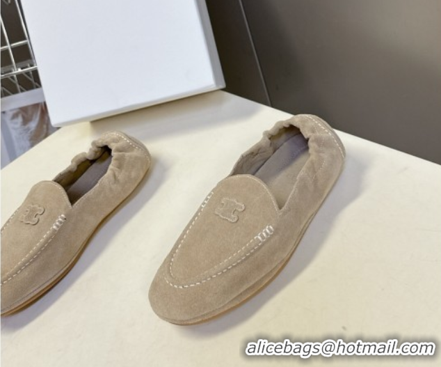Stylish Celine Adam Flat Loafers in Suede Beige 2025 CE082617