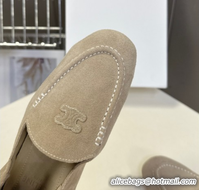 Stylish Celine Adam Flat Loafers in Suede Beige 2025 CE082617