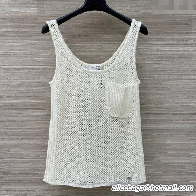 ​Top Quality Classic Chanel Knit Mesh Vest 0611 White 2025