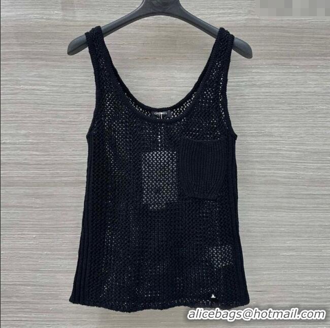 ​New Fashion Chanel Knit Mesh Vest 0611 Black 2025