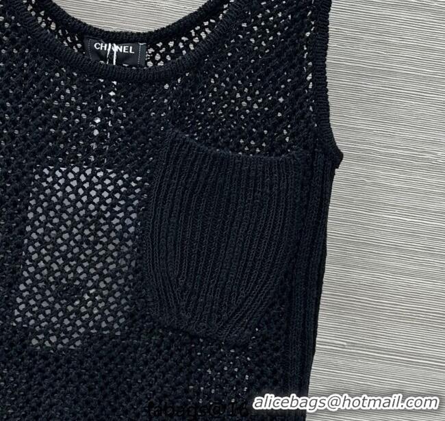 ​New Fashion Chanel Knit Mesh Vest 0611 Black 2025