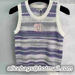 ​Best Quality Chanel Knit Vest 061001 Purple 2025