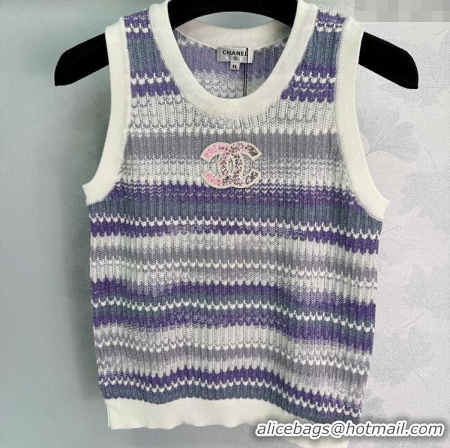 ​Best Quality Chanel Knit Vest 061001 Purple 2025