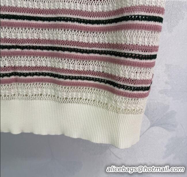 ​Luxury Classic Chanel Knit Striped Top 061102 Pink 2025