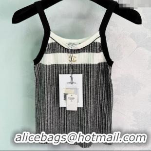 New Design Chanel Cotton Vest 061108 Black/White 2025