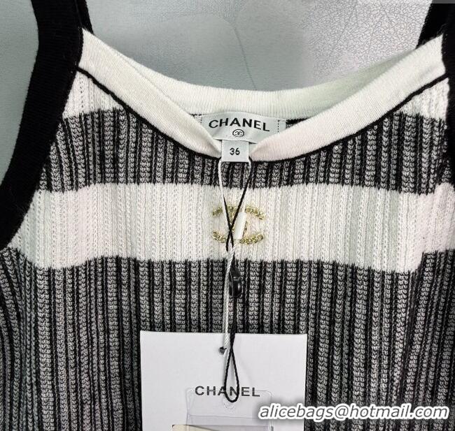 New Design Chanel Cotton Vest 061108 Black/White 2025