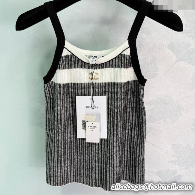 New Design Chanel Cotton Vest 061108 Black/White 2025