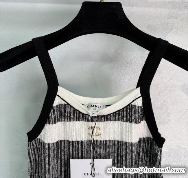 New Design Chanel Cotton Vest 061108 Black/White 2025