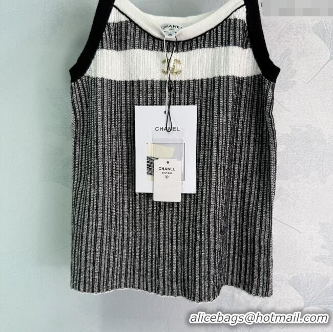 New Design Chanel Cotton Vest 061108 Black/White 2025