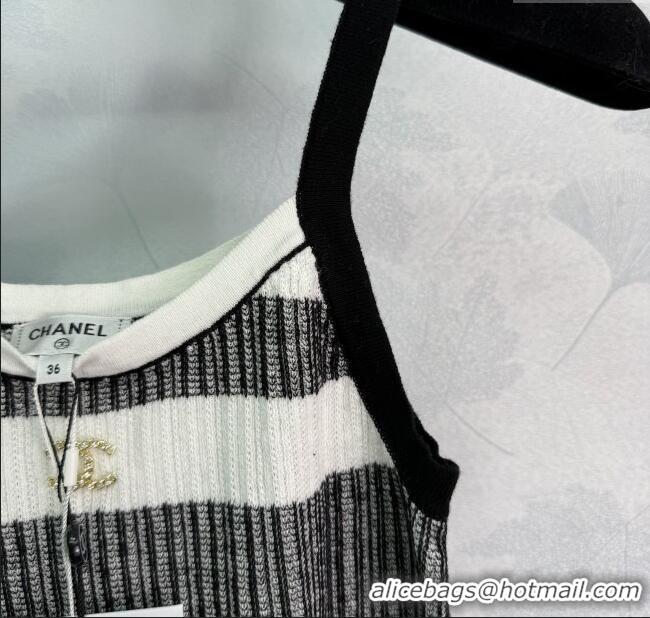 New Design Chanel Cotton Vest 061108 Black/White 2025