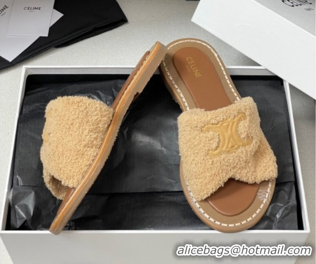 Sumptuous Celine Lympia Twisted Flat Slides Sandal in Sponge Fabric Beige 2025 CE082619