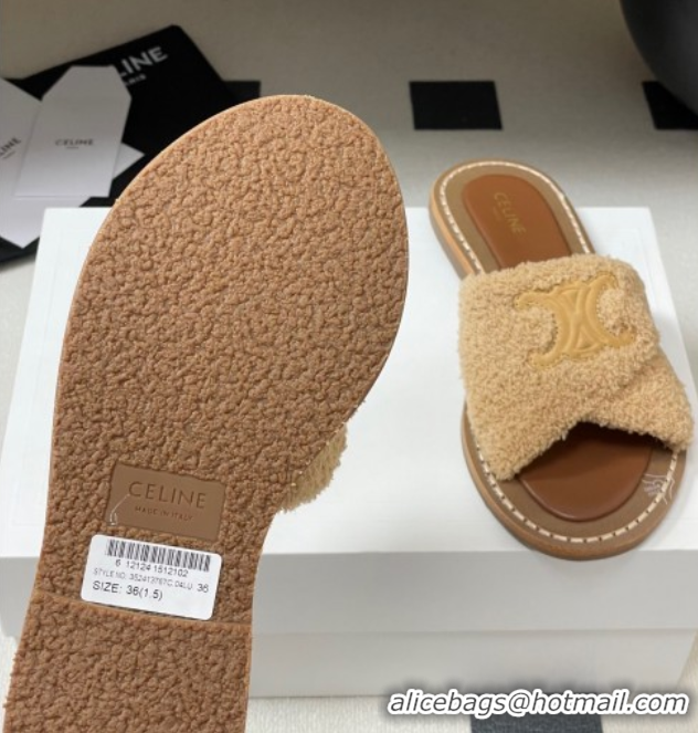 Sumptuous Celine Lympia Twisted Flat Slides Sandal in Sponge Fabric Beige 2025 CE082619