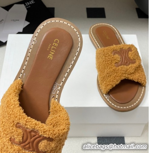 Classic Celine Lympia Twisted Flat Slides Sandal in Sponge Fabric Brown 2025 CE082619