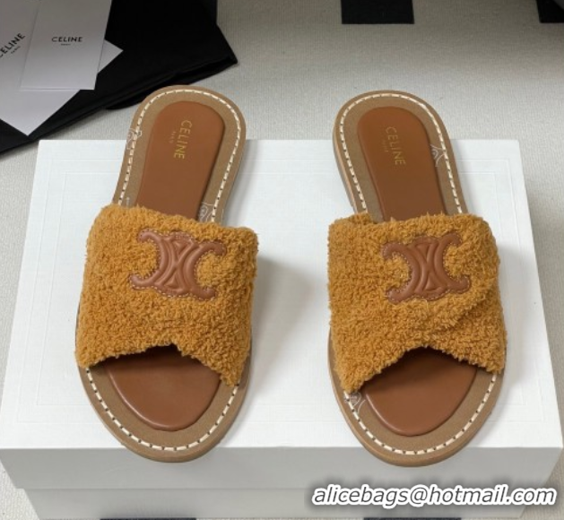 Classic Celine Lympia Twisted Flat Slides Sandal in Sponge Fabric Brown 2025 CE082619