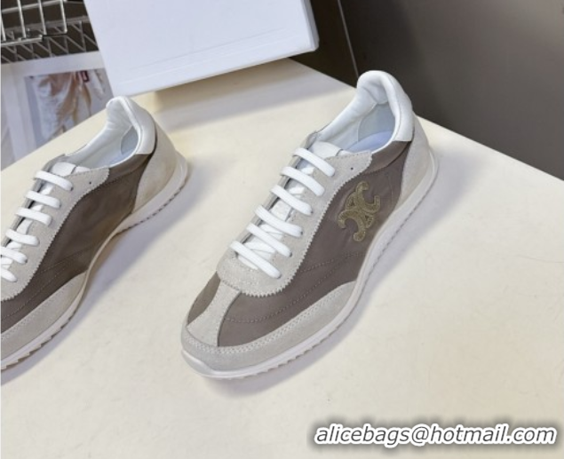 Good Quality Celine Racer Low top Sneakers in Nylon and Suede Grey 50826140