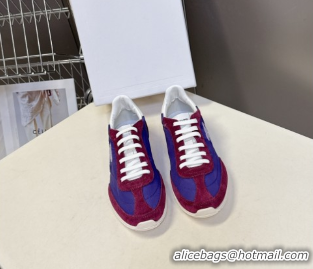 Best Product Celine Racer Low top Sneakers in Nylon and Suede Blue/Red 0826141