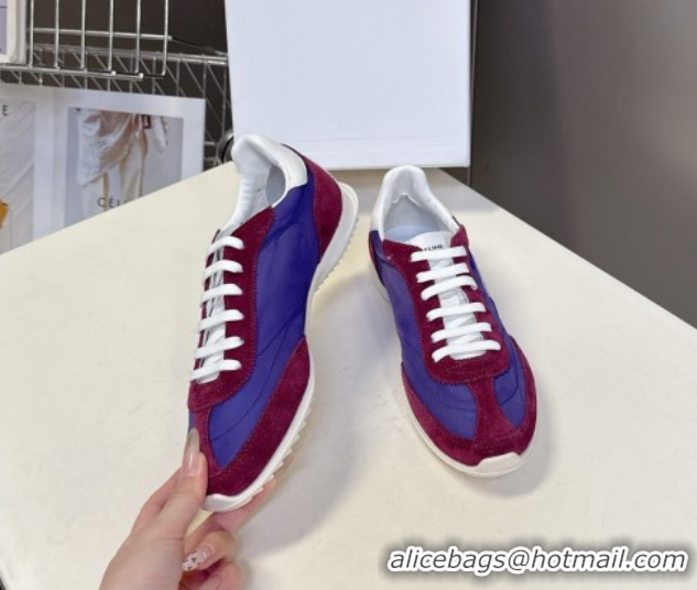 Best Product Celine Racer Low top Sneakers in Nylon and Suede Blue/Red 0826141