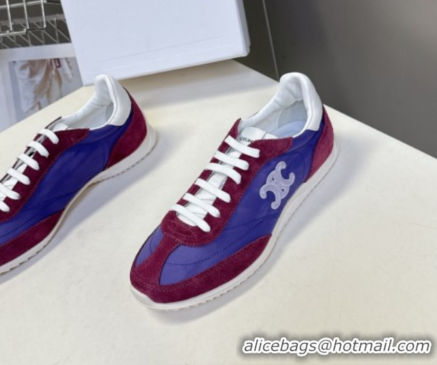 Best Product Celine Racer Low top Sneakers in Nylon and Suede Blue/Red 0826141