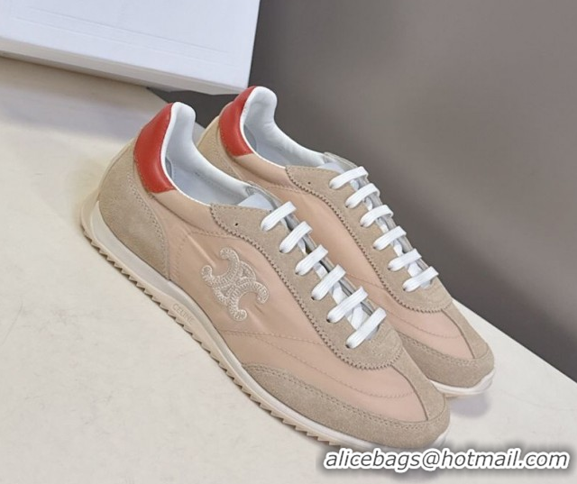 Fashion Celine Racer Low top Sneakers in Nylon and Suede Blush Pink 0826142