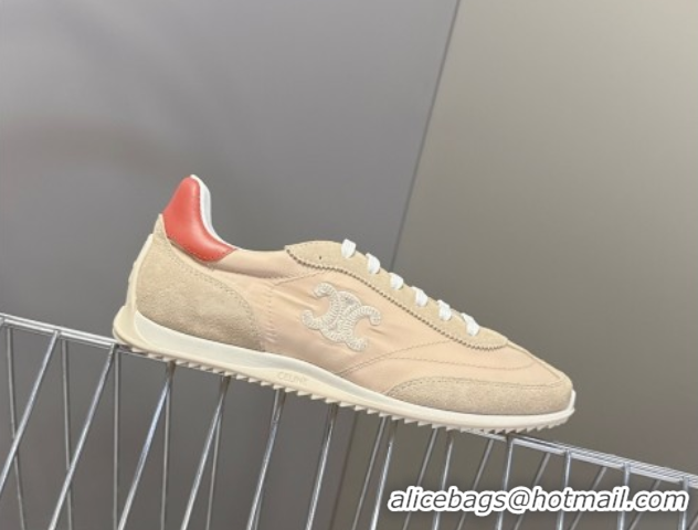 Fashion Celine Racer Low top Sneakers in Nylon and Suede Blush Pink 0826142