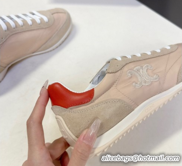 Fashion Celine Racer Low top Sneakers in Nylon and Suede Blush Pink 0826142