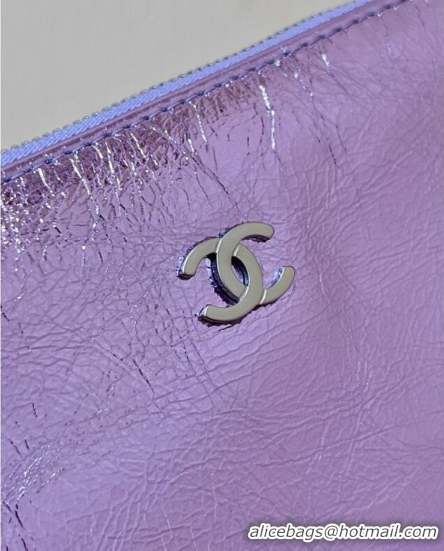 Best Price Chanel 22 Bag in Metallic Calfskin AS3261 Purple 2025 Top Quality