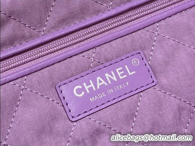 Best Price Chanel 22 Bag in Metallic Calfskin AS3261 Purple 2025 Top Quality