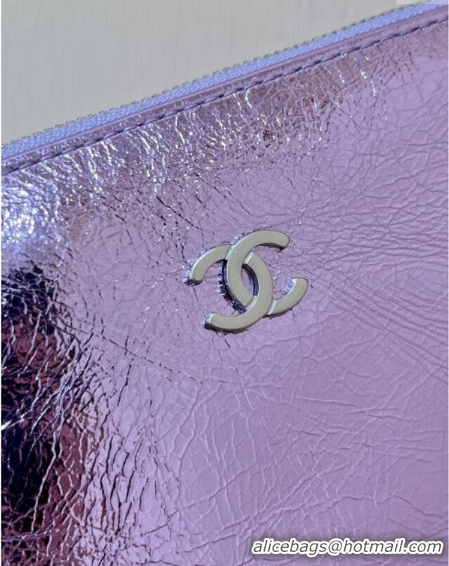 Pretty Style Chanel 22 Small Bag in Metallic Calfskin AS3260 Purple 2025 Top Quality