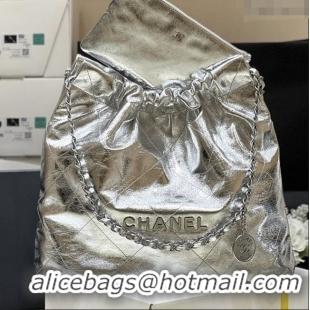 Buy Fashionable Chanel 22 Bag in Metallic Calfskin AS3261 Silver 2025 Top Quality