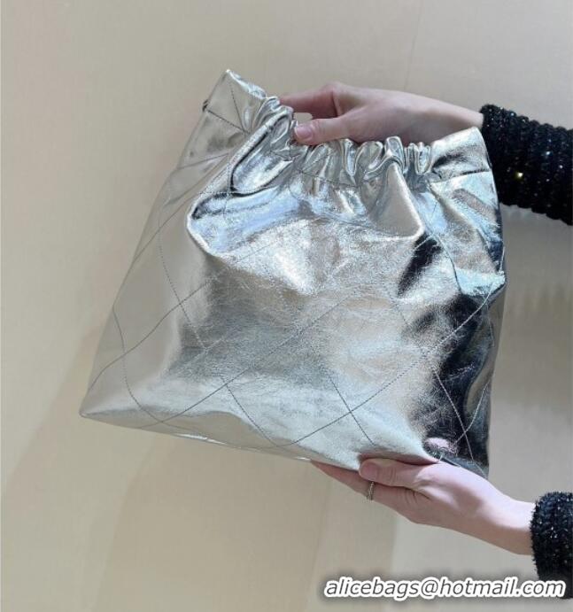 Buy Fashionable Chanel 22 Bag in Metallic Calfskin AS3261 Silver 2025 Top Quality