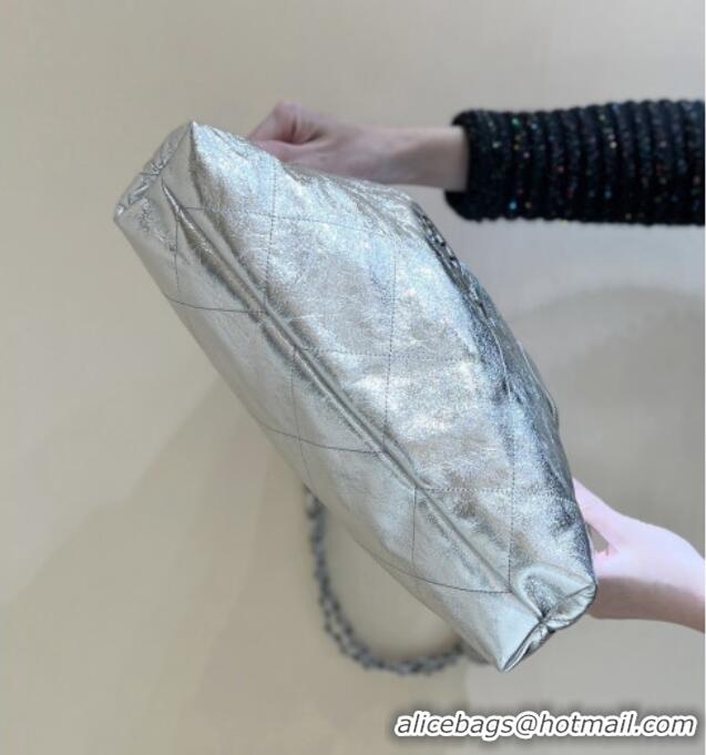 Buy Fashionable Chanel 22 Bag in Metallic Calfskin AS3261 Silver 2025 Top Quality