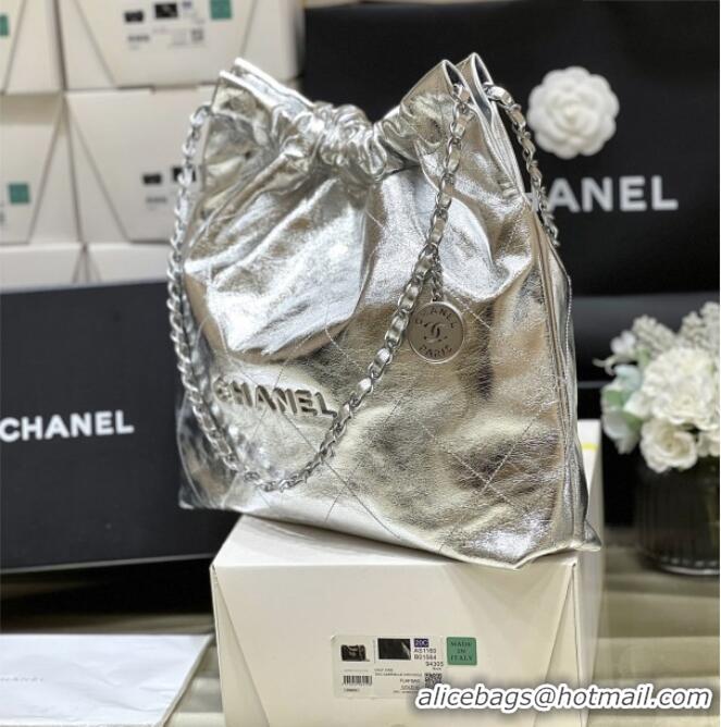 Buy Fashionable Chanel 22 Bag in Metallic Calfskin AS3261 Silver 2025 Top Quality