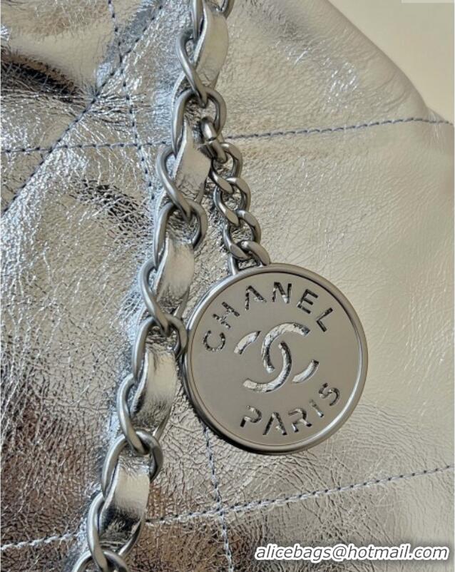 Buy Fashionable Chanel 22 Bag in Metallic Calfskin AS3261 Silver 2025 Top Quality