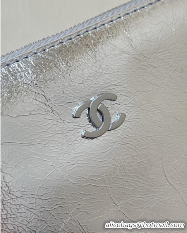 Classic Cheap Chanel 22 Small Bag in Metallic Calfskin AS3260 Silver 2025 Top Quality