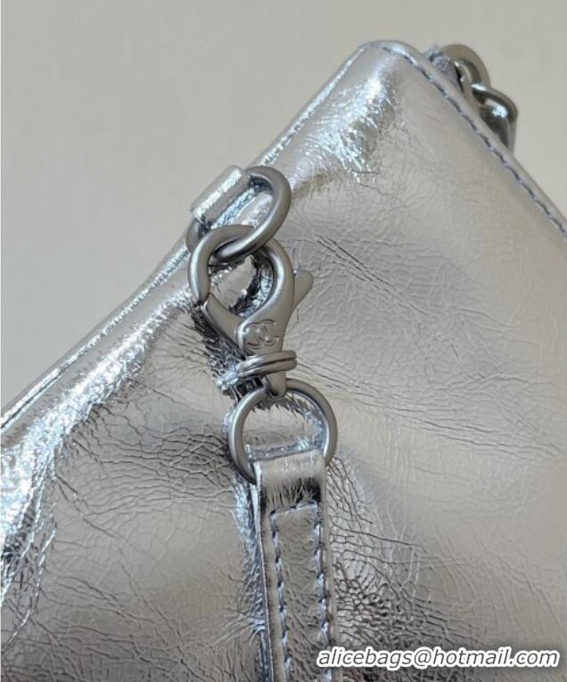 Classic Cheap Chanel 22 Small Bag in Metallic Calfskin AS3260 Silver 2025 Top Quality