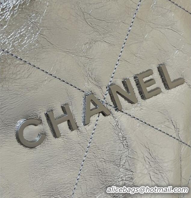 Classic Cheap Chanel 22 Small Bag in Metallic Calfskin AS3260 Silver 2025 Top Quality