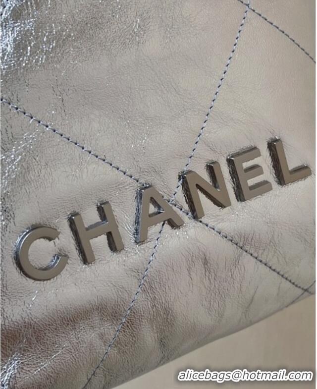 Spot Bulk Chanel 22 Mini Bag in Metallic Calfskin AS3980 Silver 2025 Top Quality