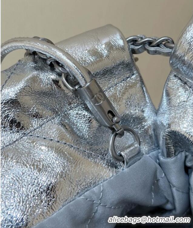 Spot Bulk Chanel 22 Mini Bag in Metallic Calfskin AS3980 Silver 2025 Top Quality