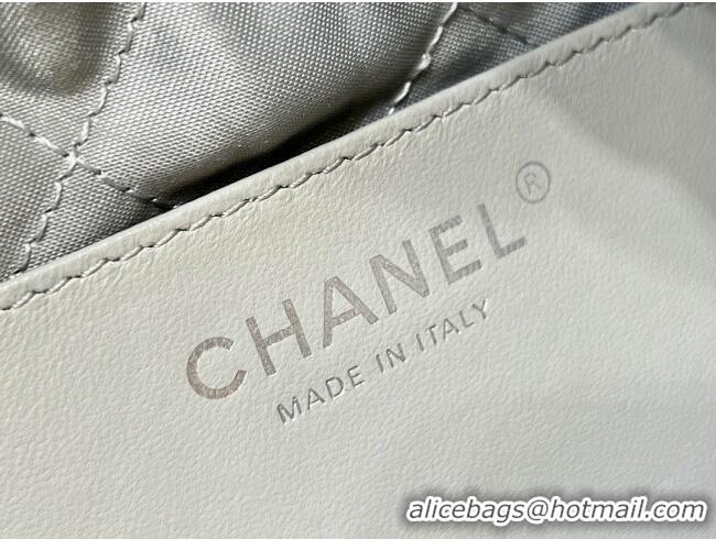 Spot Bulk Chanel 22 Mini Bag in Metallic Calfskin AS3980 Silver 2025 Top Quality