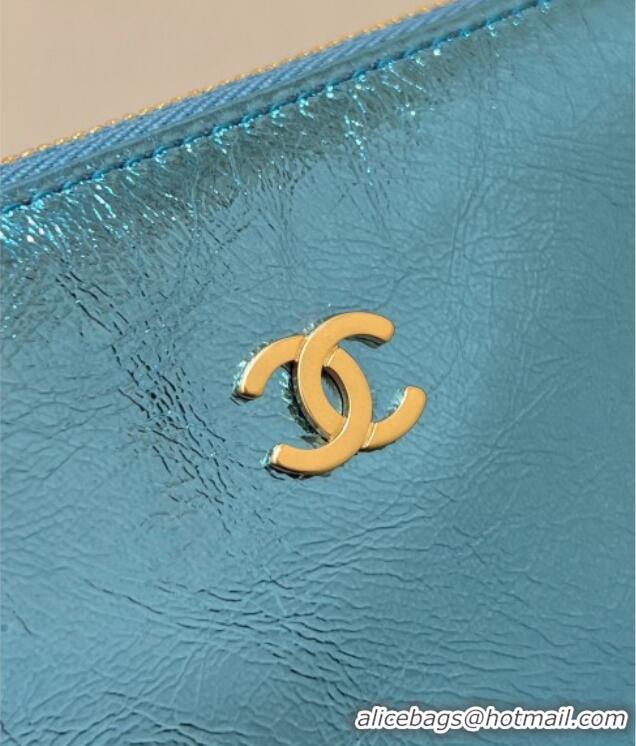New Stylish Chanel 22 Bag in Metallic Calfskin AS3261 Blue 2025 Top Quality