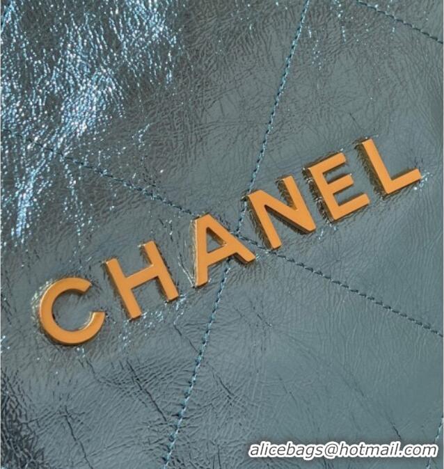 New Stylish Chanel 22 Bag in Metallic Calfskin AS3261 Blue 2025 Top Quality