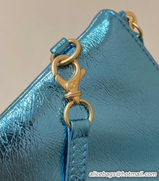 New Stylish Chanel 22 Bag in Metallic Calfskin AS3261 Blue 2025 Top Quality