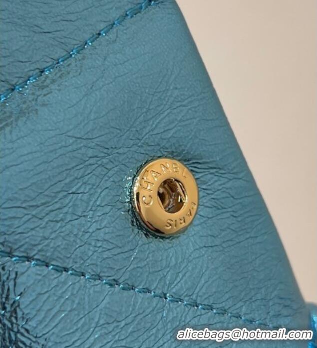 New Stylish Chanel 22 Bag in Metallic Calfskin AS3261 Blue 2025 Top Quality