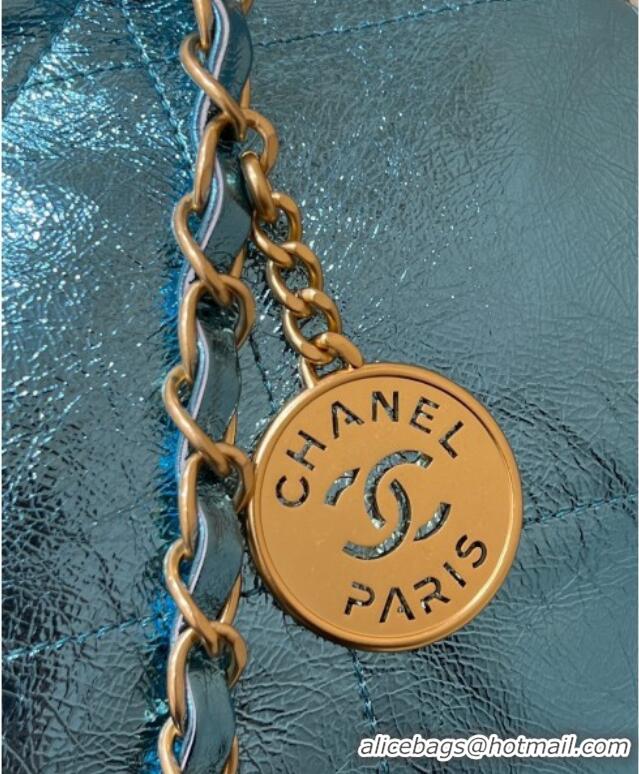 New Stylish Chanel 22 Bag in Metallic Calfskin AS3261 Blue 2025 Top Quality