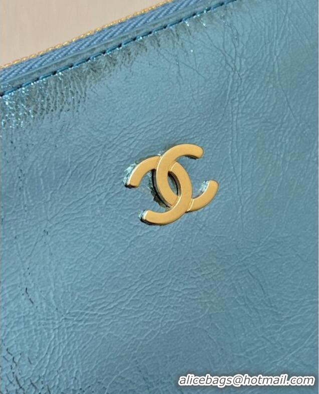 Best Price Chanel 22 Mini Bag in Metallic Calfskin AS3980 Blue 2025 Top Quality